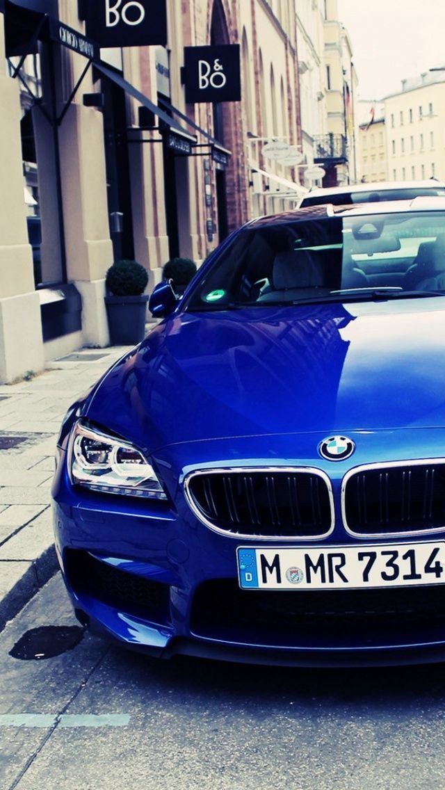 640x1136 Blue BMW M6 on the Streets Iphone 5 wallpaper
