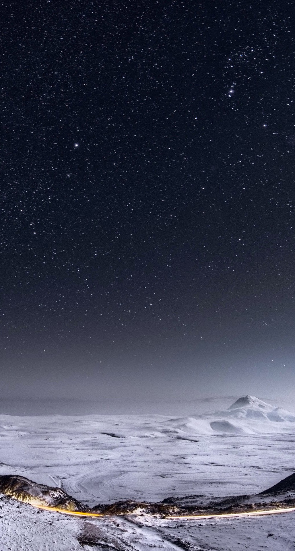Night Stars Mountain Range Winter Landscape iPhone 6 Plus HD ...