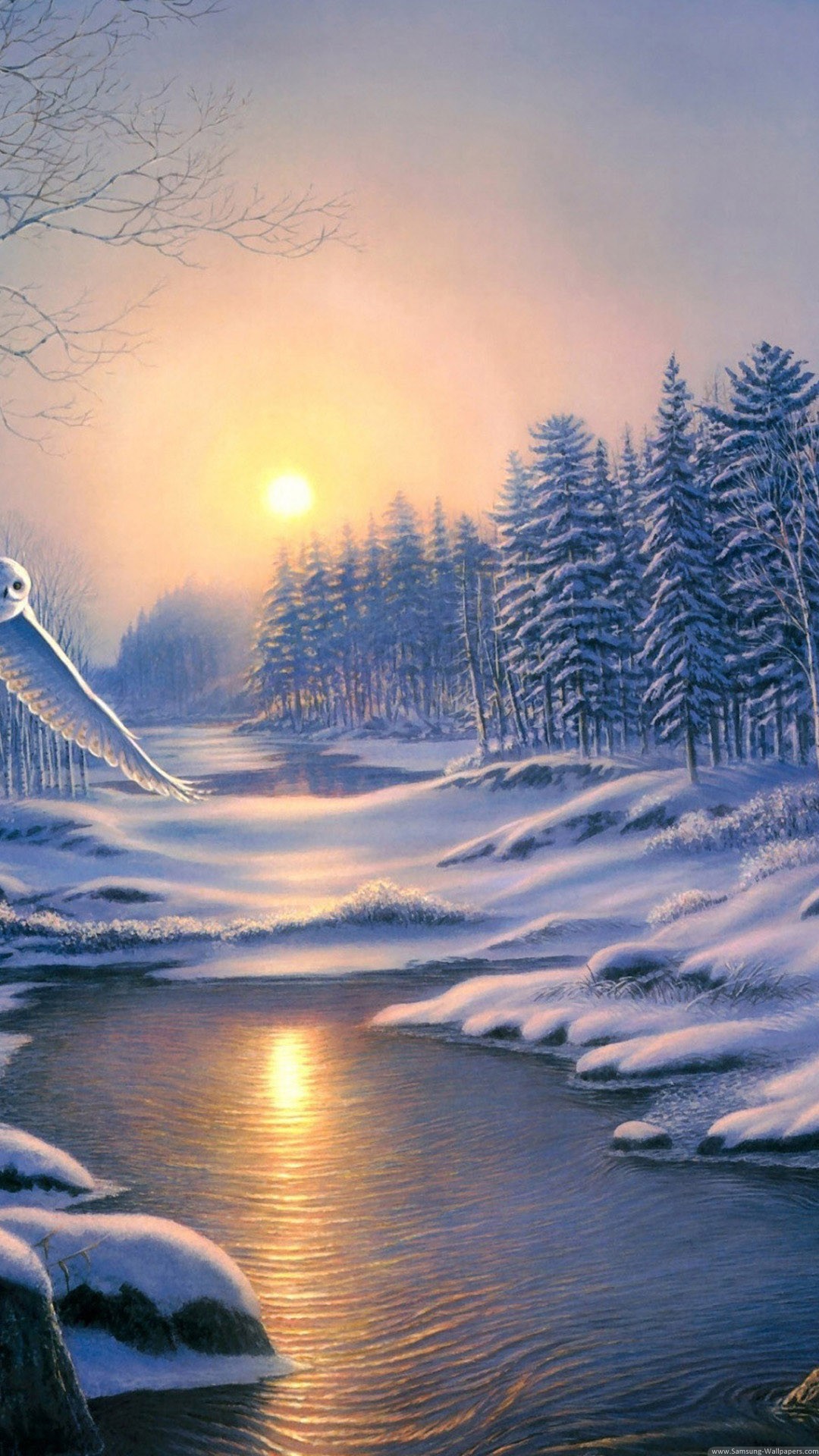 Illustrations iPhone 6 Plus Wallpapers - Winter Landscape Painting ...