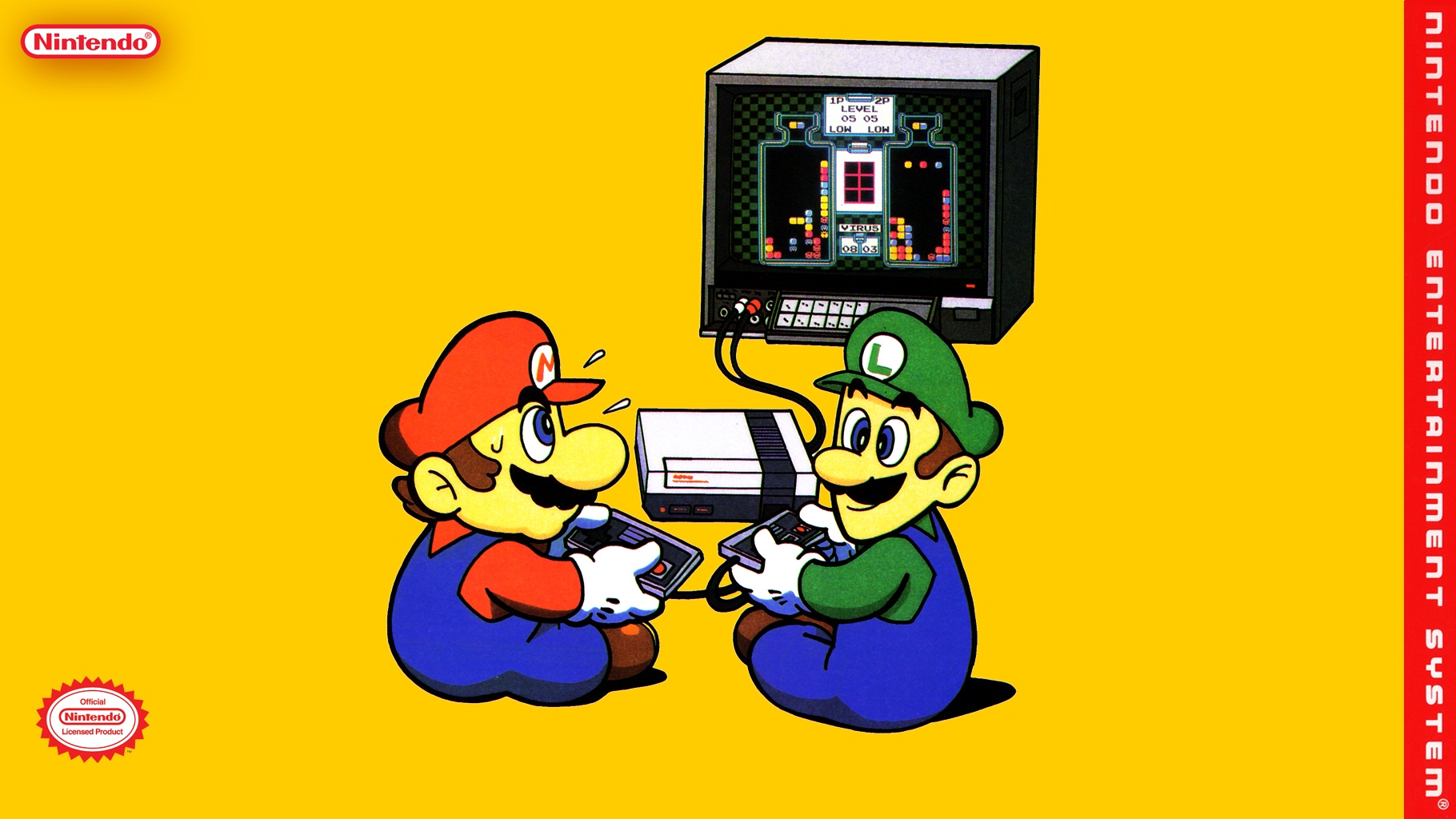 Mario And Luigi Playing Tetris Wallpaper | 1820x1024 | ID:53652