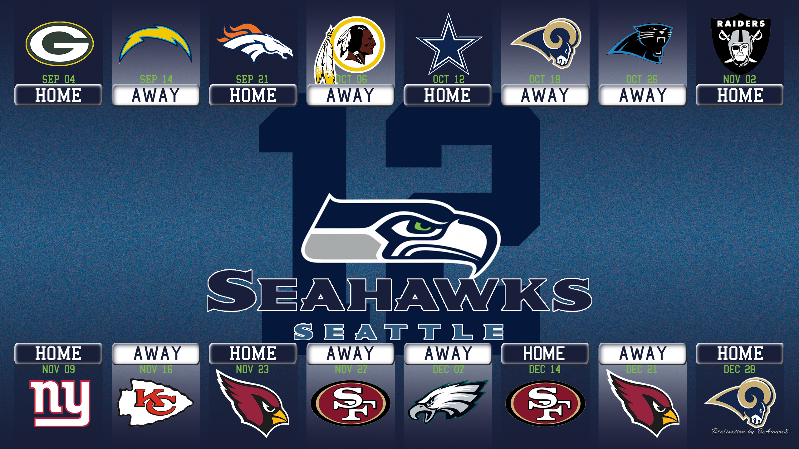 Seattle Seahawks Calandar Saison 2014 by BeAware8 on DeviantArt