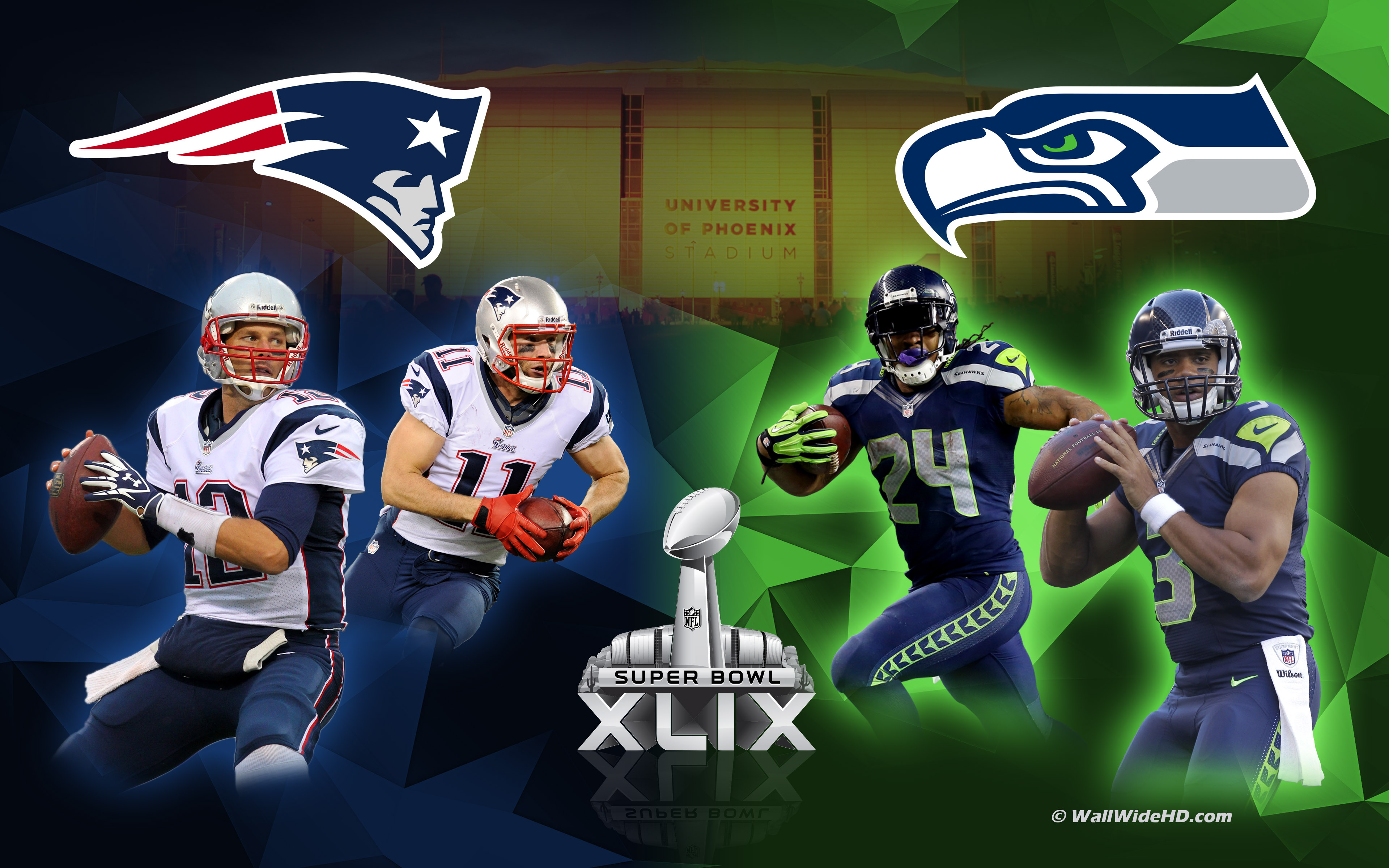 New England Patriots vs Seattle Seahawks 2015 Super Bowl Wallpaper