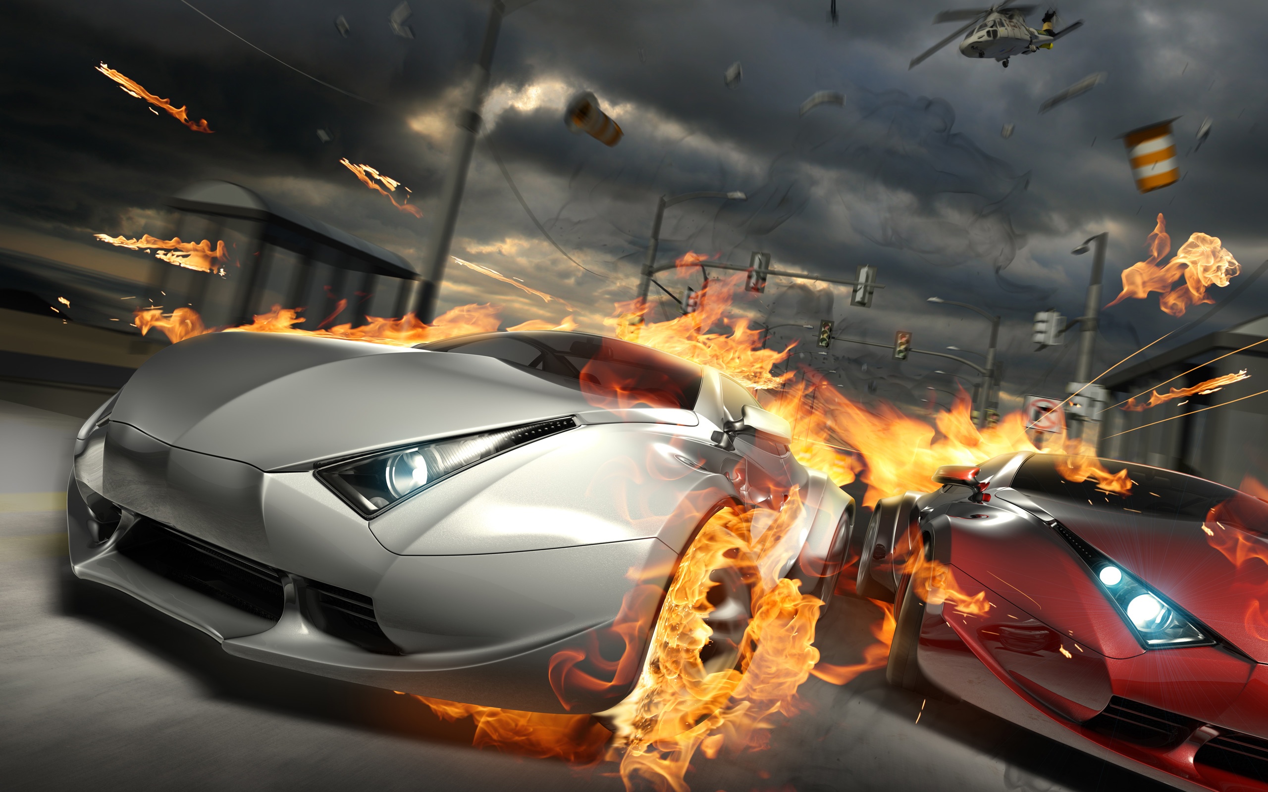 High Speed Fast Car with Fire | Photo and Desktop Wallpaper