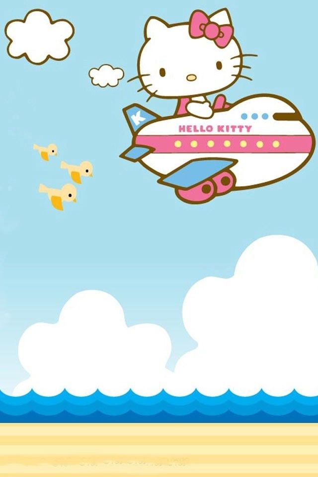 Hello Kitty On Plane Iphone 4 Wallpapers Free 640x960 Hd Iphone Images