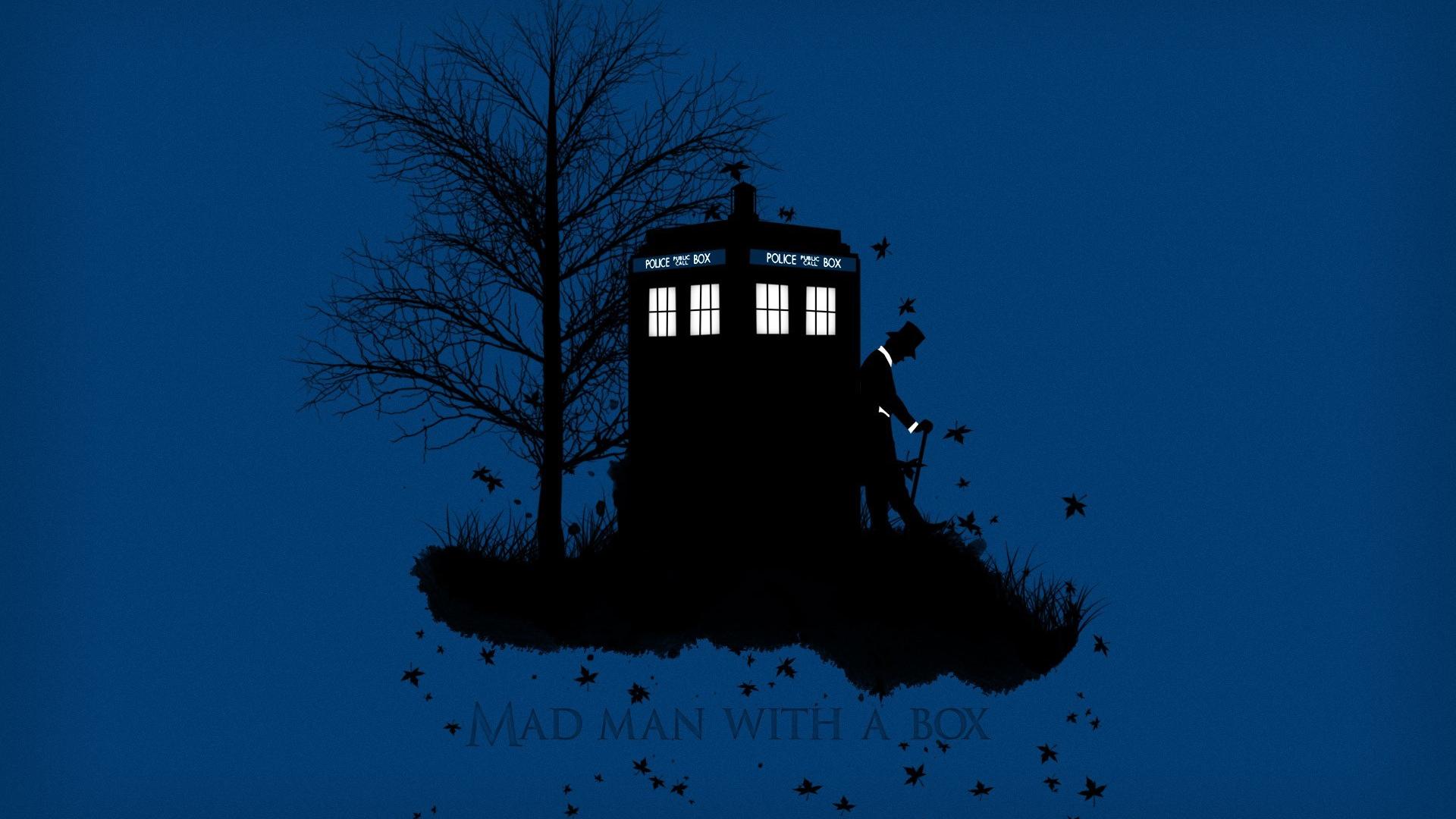 Doctor who tardis artwork blue background leaves wallpaper | (88239)