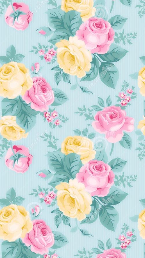 Retro - modern Aqua Floral wallpaper / iPhone | We Heart It ...