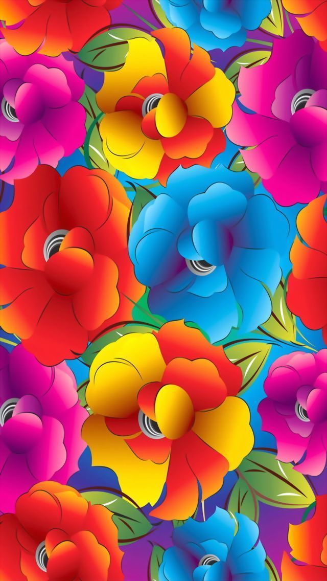 iPhone wallpaper bright rainbow floral | Curved Color | Pinterest ...