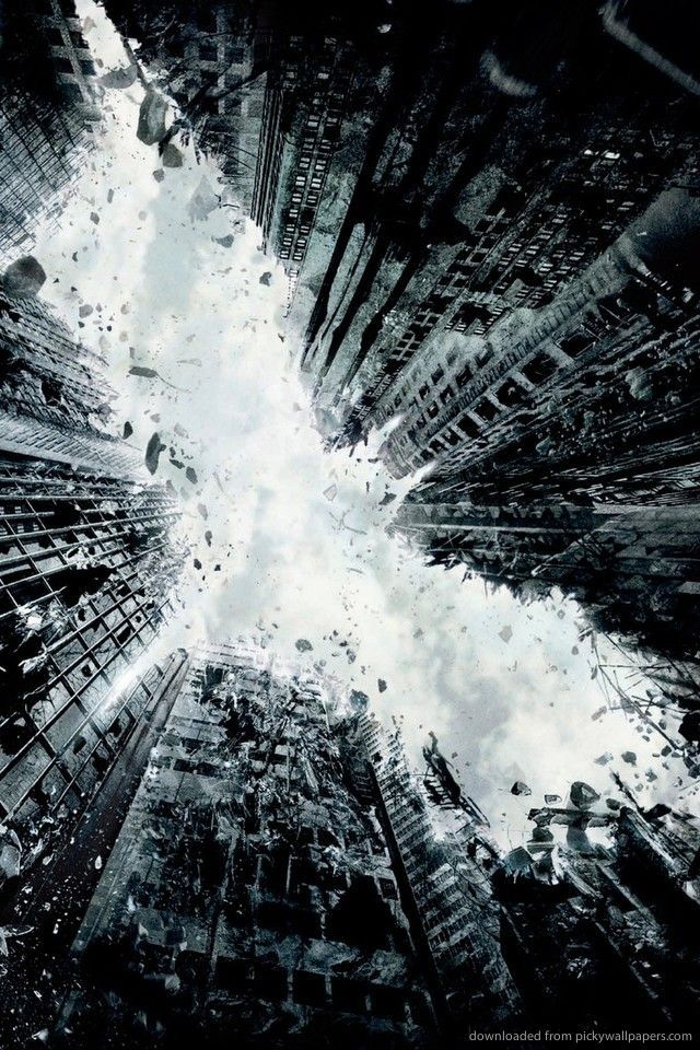 Download Batman City In Ruins Logo Wallpaper For iPhone 4