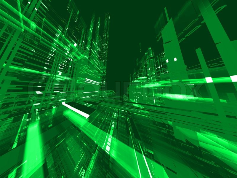 Abstract green technological urban luminous background with ...