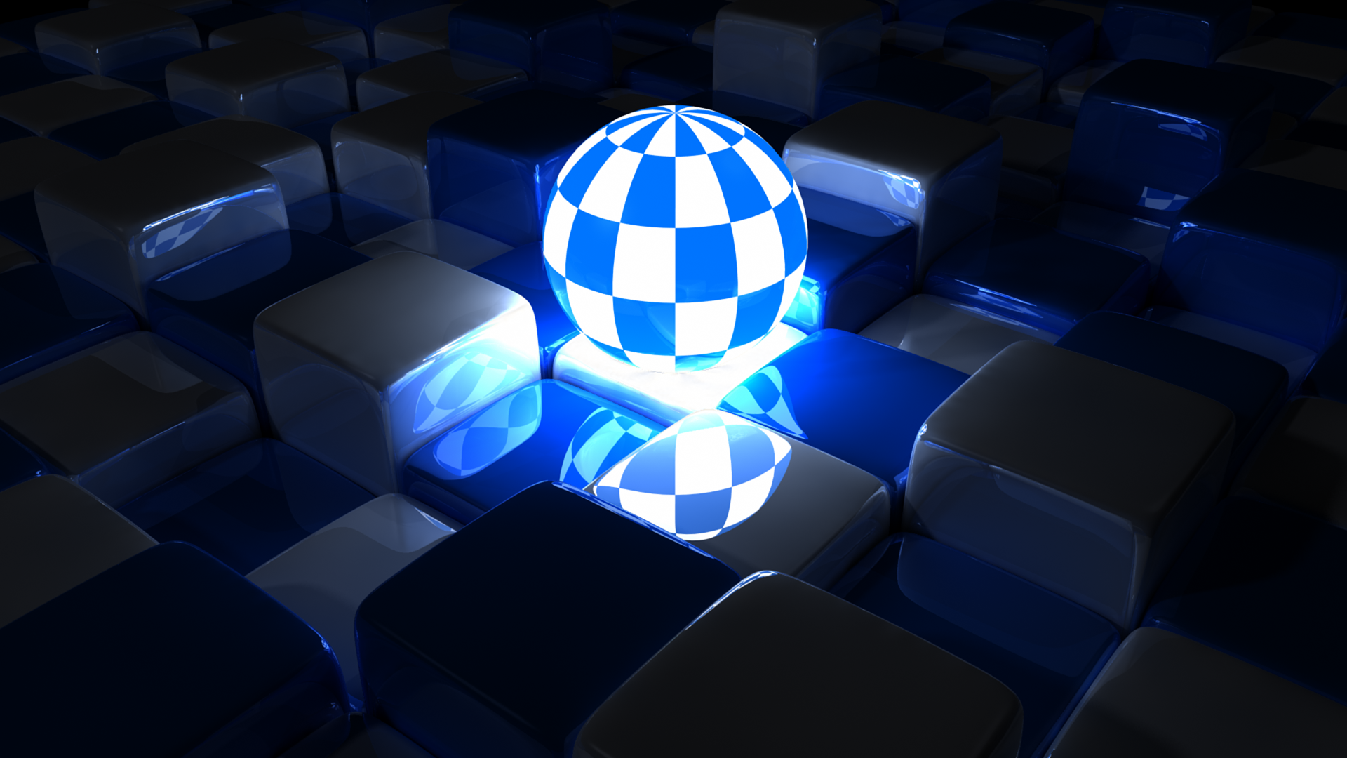 Luminous sphere among cubes wallpapers and images - wallpapers ...