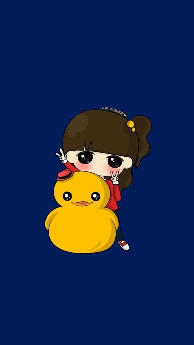 Cute girl with small yellow duck iPhone 5s Wallpaper Download ...