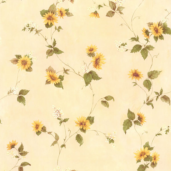 414-45177 Yellow Floral Trail - August - Brewster Wallpaper