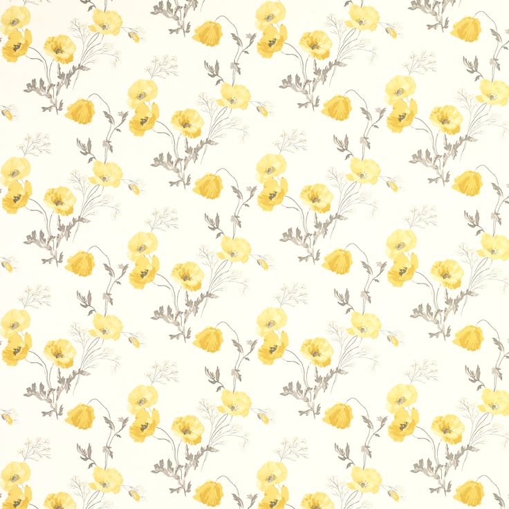 Poppy Meadow Primrose Yellow Floral Wallpaper
