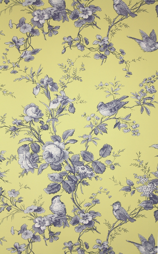 Isabelle Blue and Yellow Toile Wallpaper | Thibaut