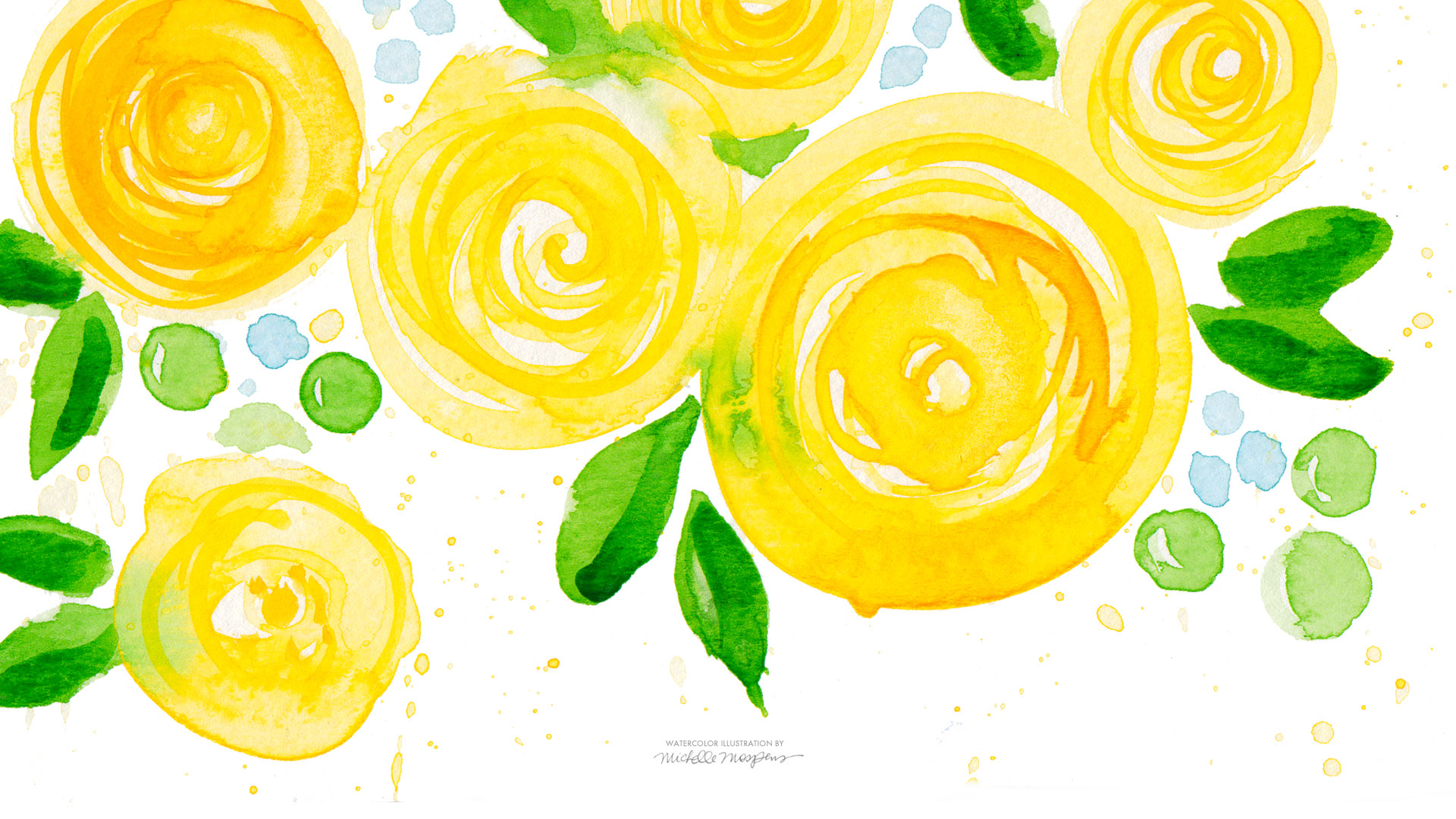 Yellow Watercolor Flowers Wallpaper Download - A Watercolor Life