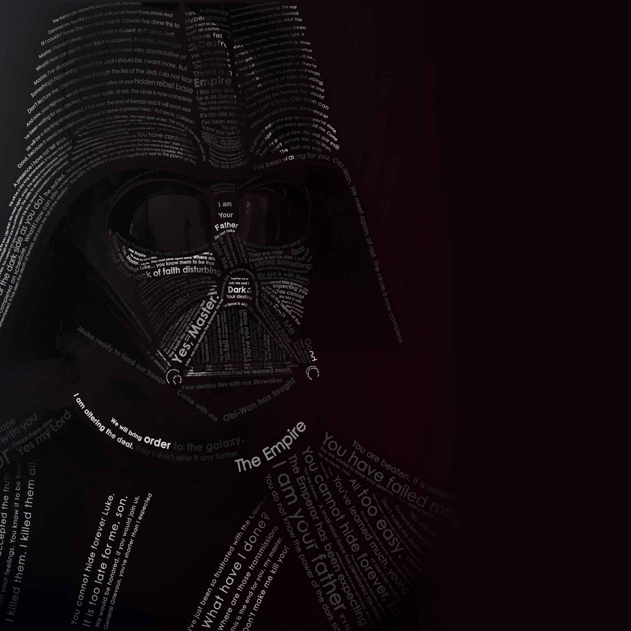 Download Darth Vader Typographic Portrait HD wallpaper for iPad 4