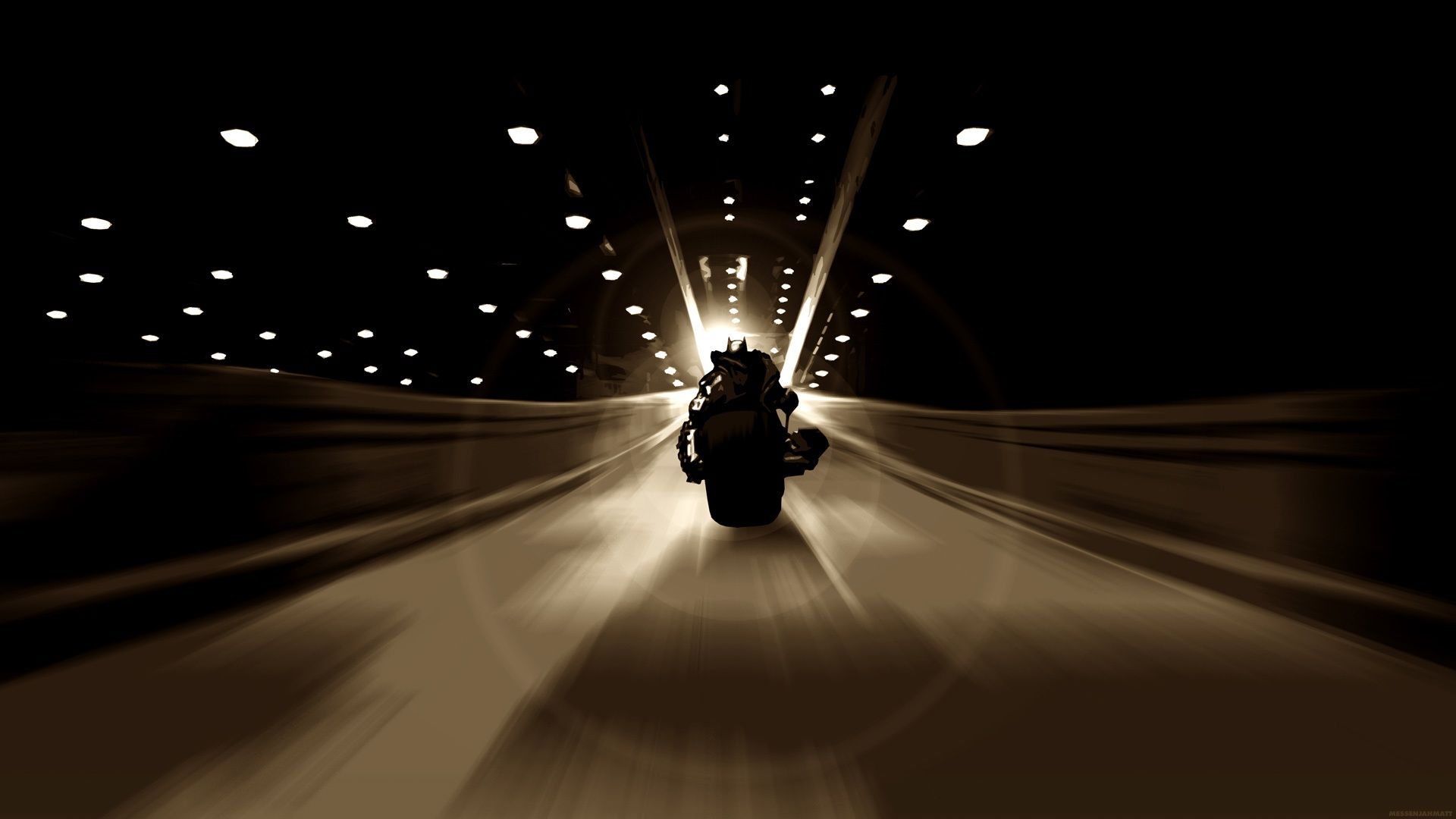 Full HD Wallpaper dark knight tunnel motorcycle black and white ...