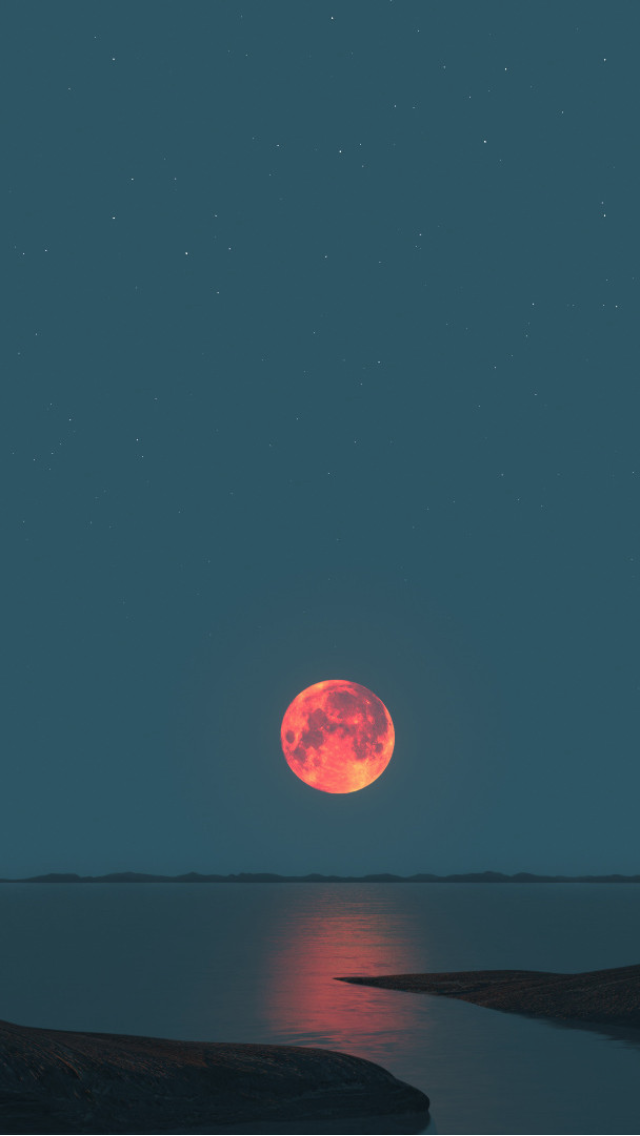 Red Moon Sunset iPhone 5 Wallpaper (640x1136)