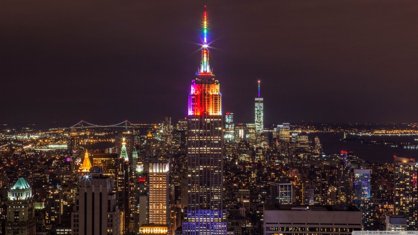 New York City Night Lights Hd Desktop Wallpaper Widescreen