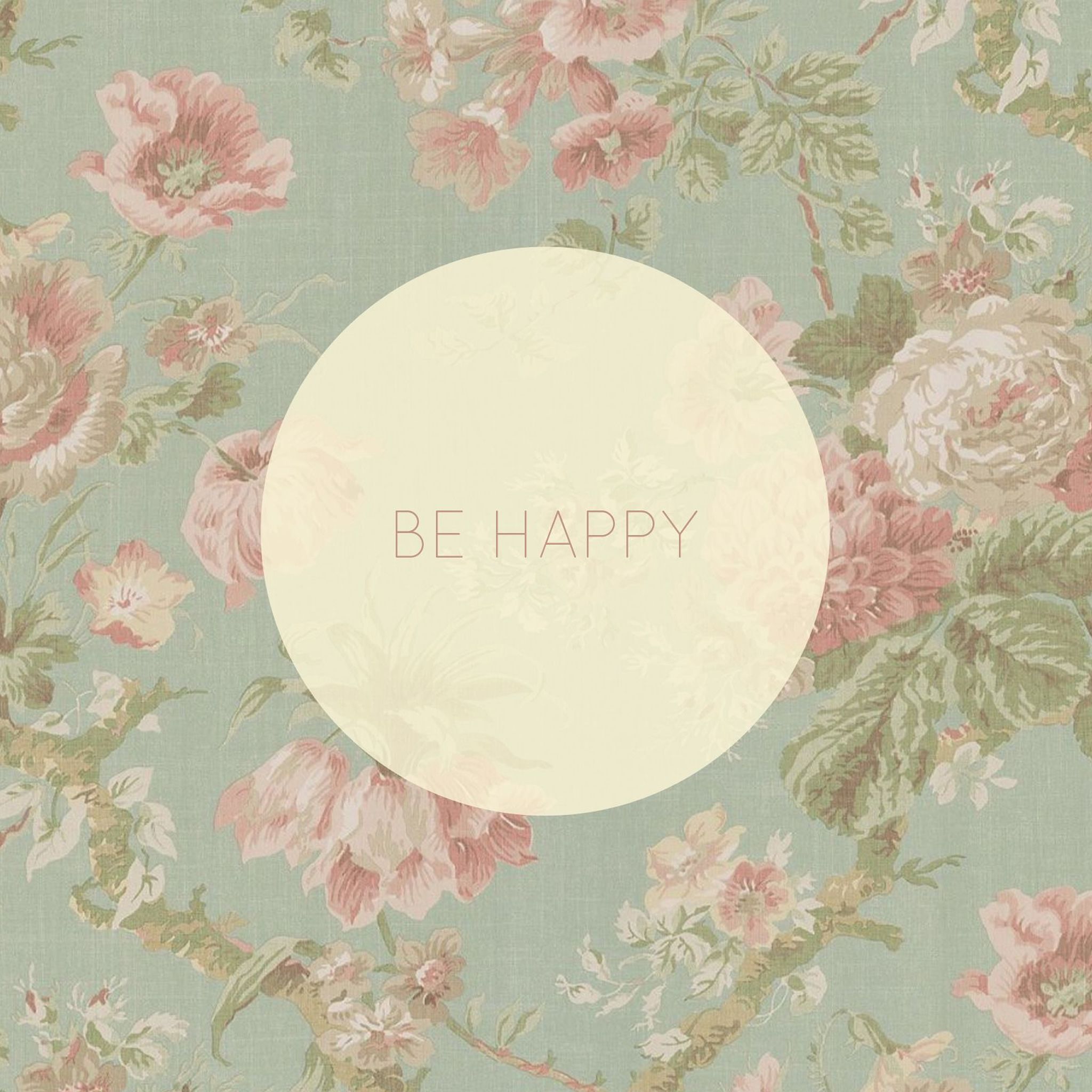 Be Happy Vintage Floral Pattern iPad Air Wallpaper Download ...