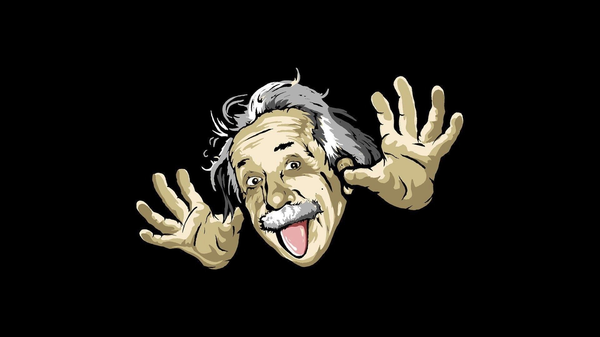 Funny Face Cover Cartoon Albert Einstein Black #3383 Wallpaper ...