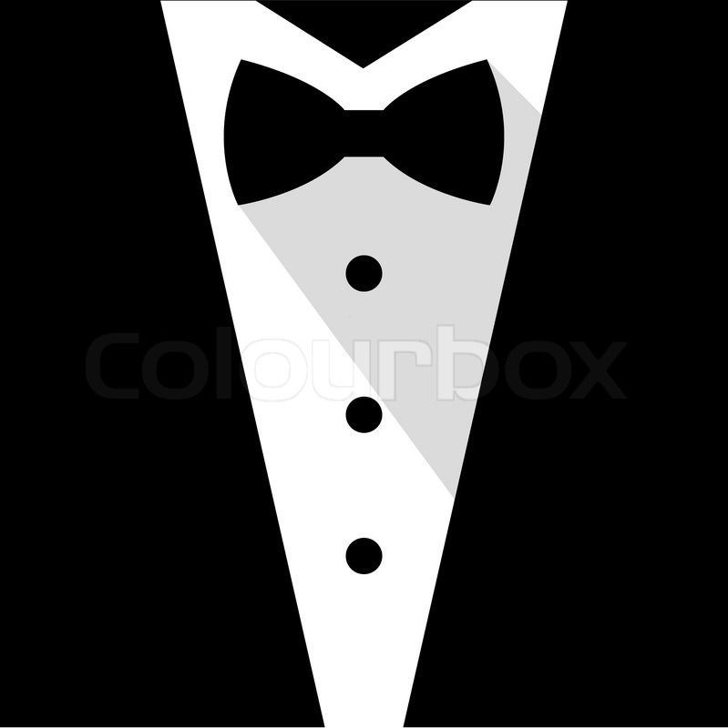 Black and white bow tie tuxedo illustration flat stock vector