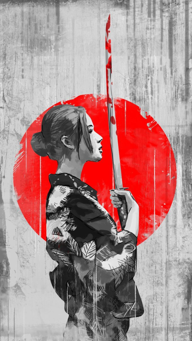 Japanese Warrior Woman iPhone 5 Wallpaper (640x1136)