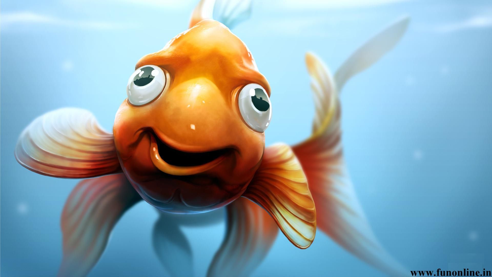 Fish 3d Goldie Fish Funny Gold Animated Goldfish Cool Wallpapers