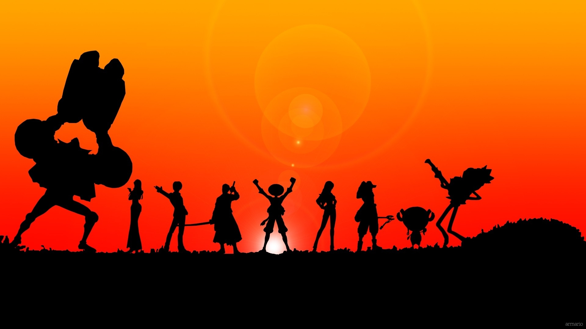 One Piece Anime Sunset Orange wallpaper | 1920x1080 | 46245 ...