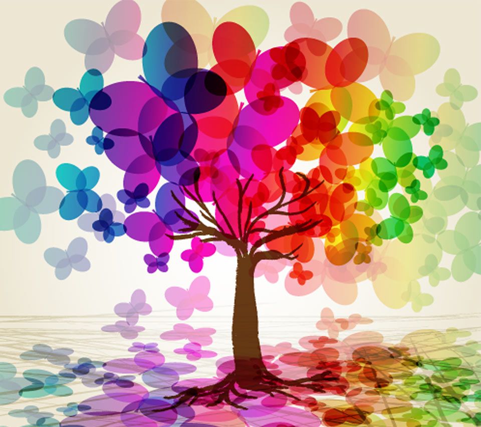Colorful Rainbow Leaves Tablet Phone Wallpaper Background - Album ...