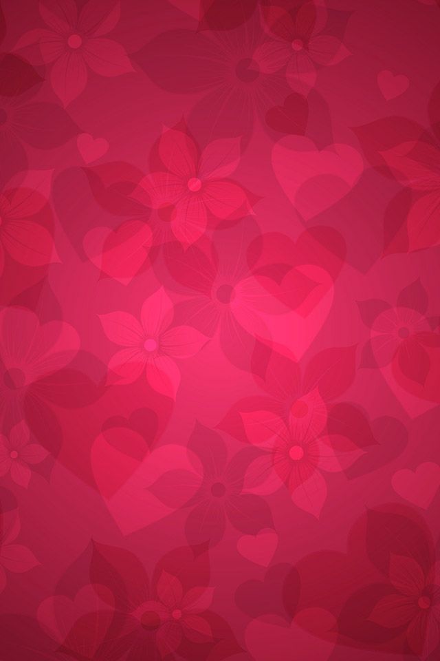 FREEIOS7 | red-floral-heart - parallax HD iPhone iPad wallpaper