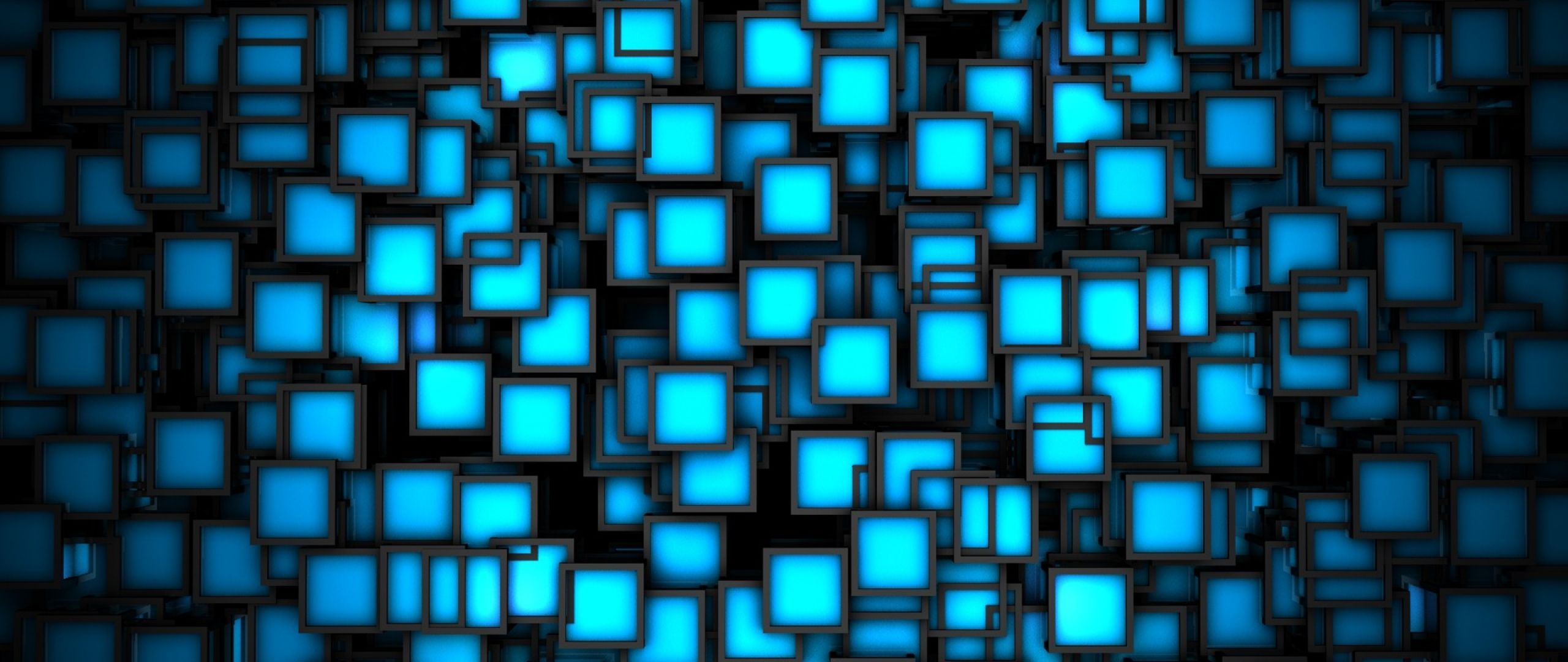 Download Wallpaper 2560x1080 Black, Blue, Bright, Squares