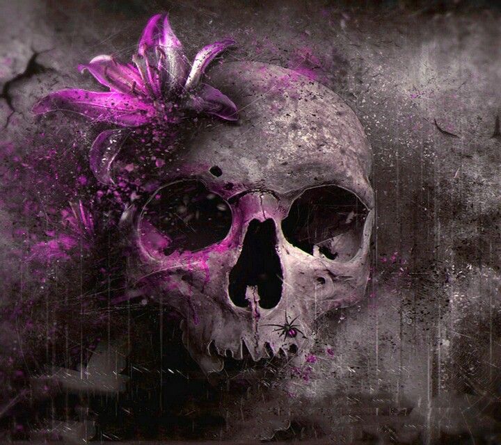 Purple Flowered Skull Wallpaper for Android phones