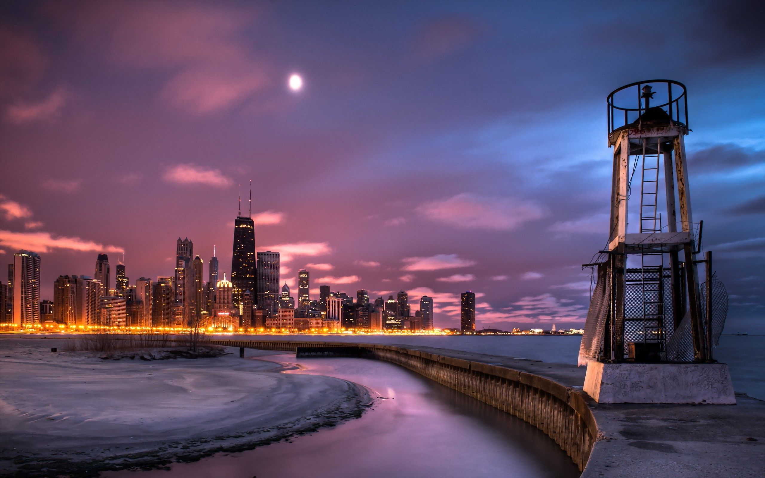Chicago cubs skyline chicago cubs skyline at night hd wallpaper 3D