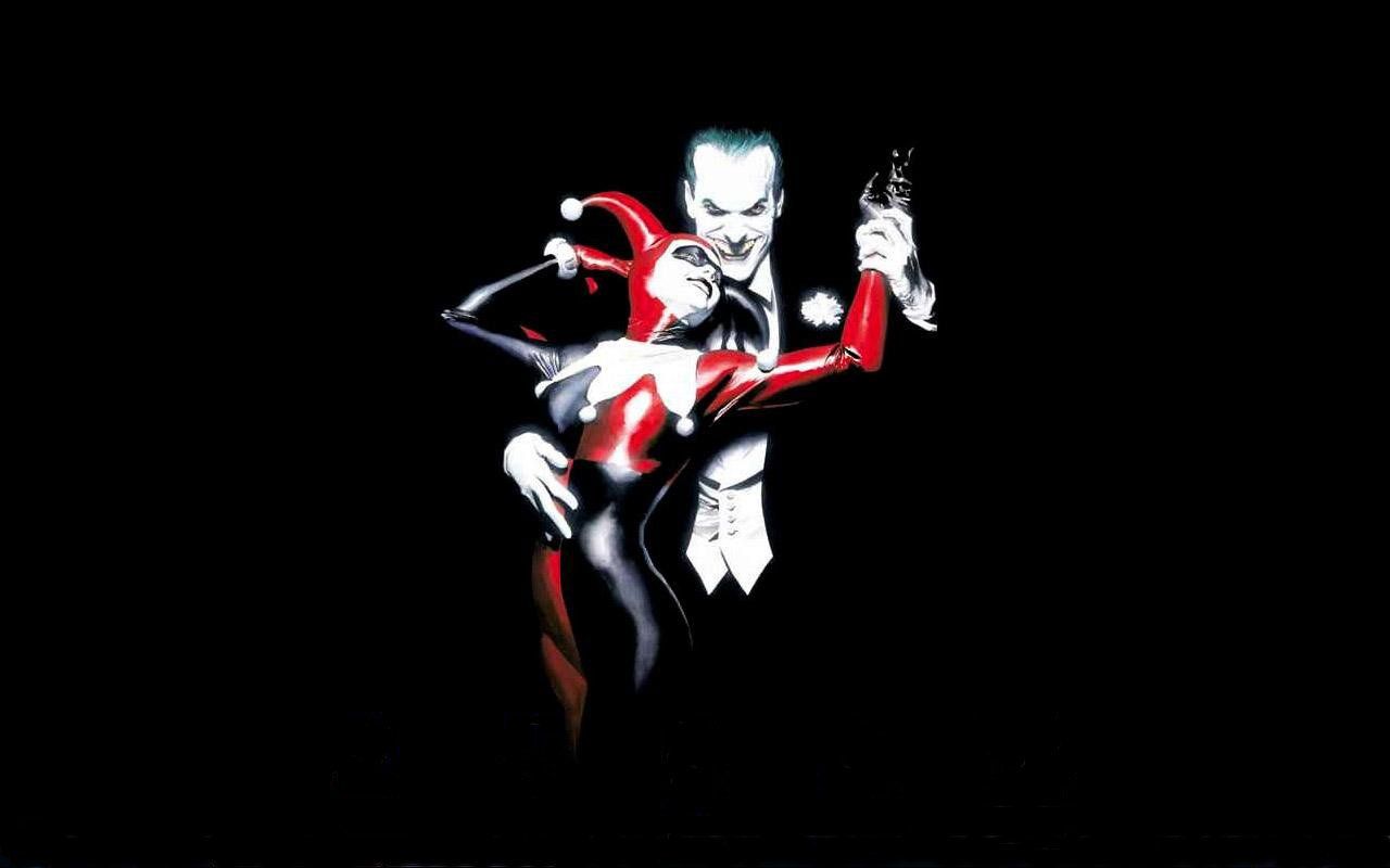 Batman DC Comics Harley Quinn The Joker Black Background Wallpaper ...