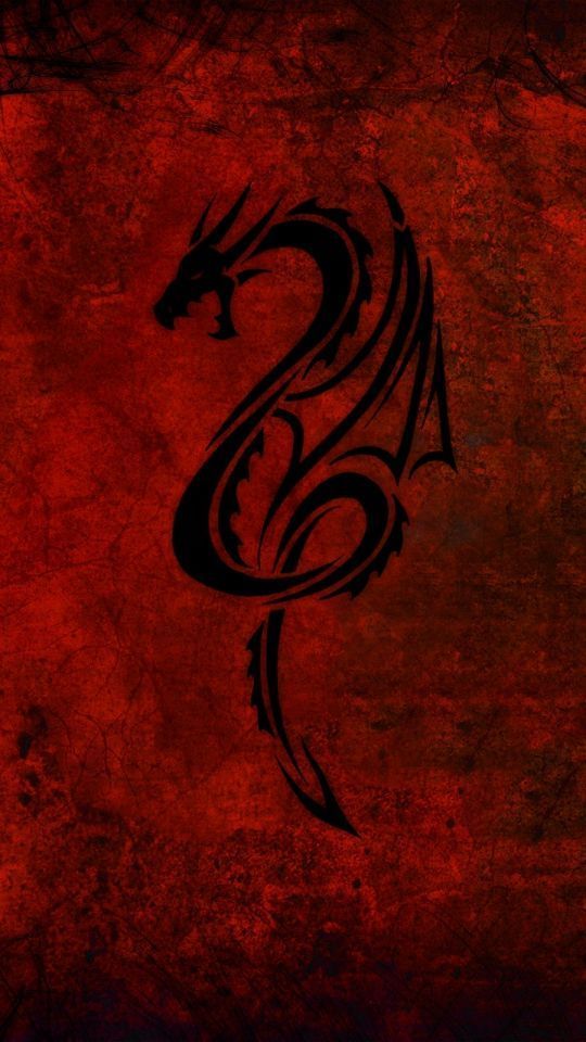 Download Wallpaper 540x960 Dragon, Pattern, Red, Black Android HTC ...