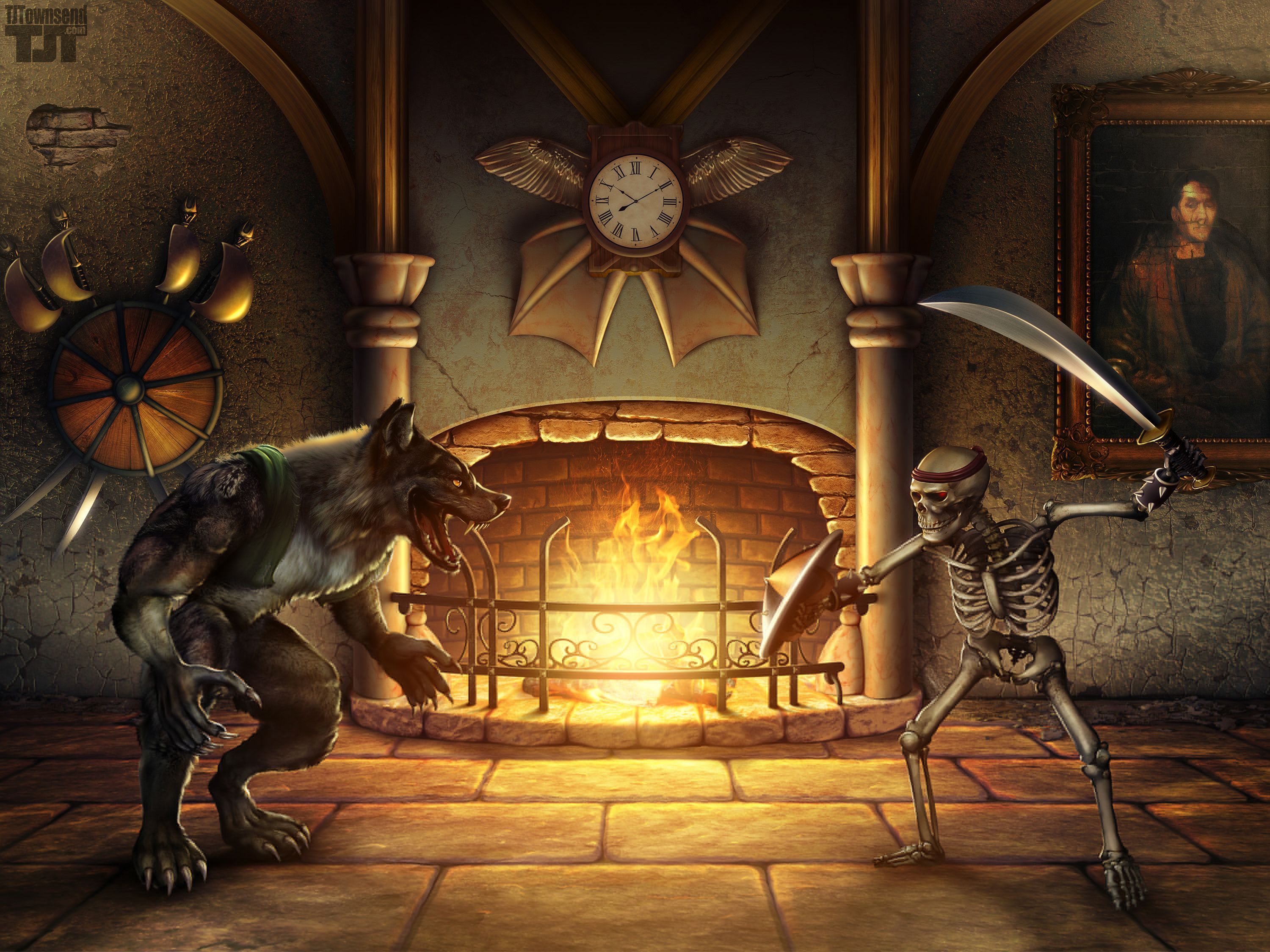 Killer Instinct Sword Skeleton Werewolf Fireplace dark battle fire ...