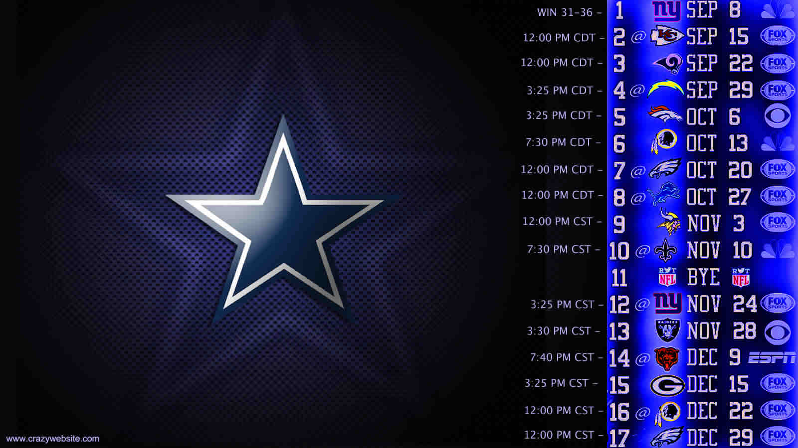 Dallas Cowboys Schedule Wallpapers