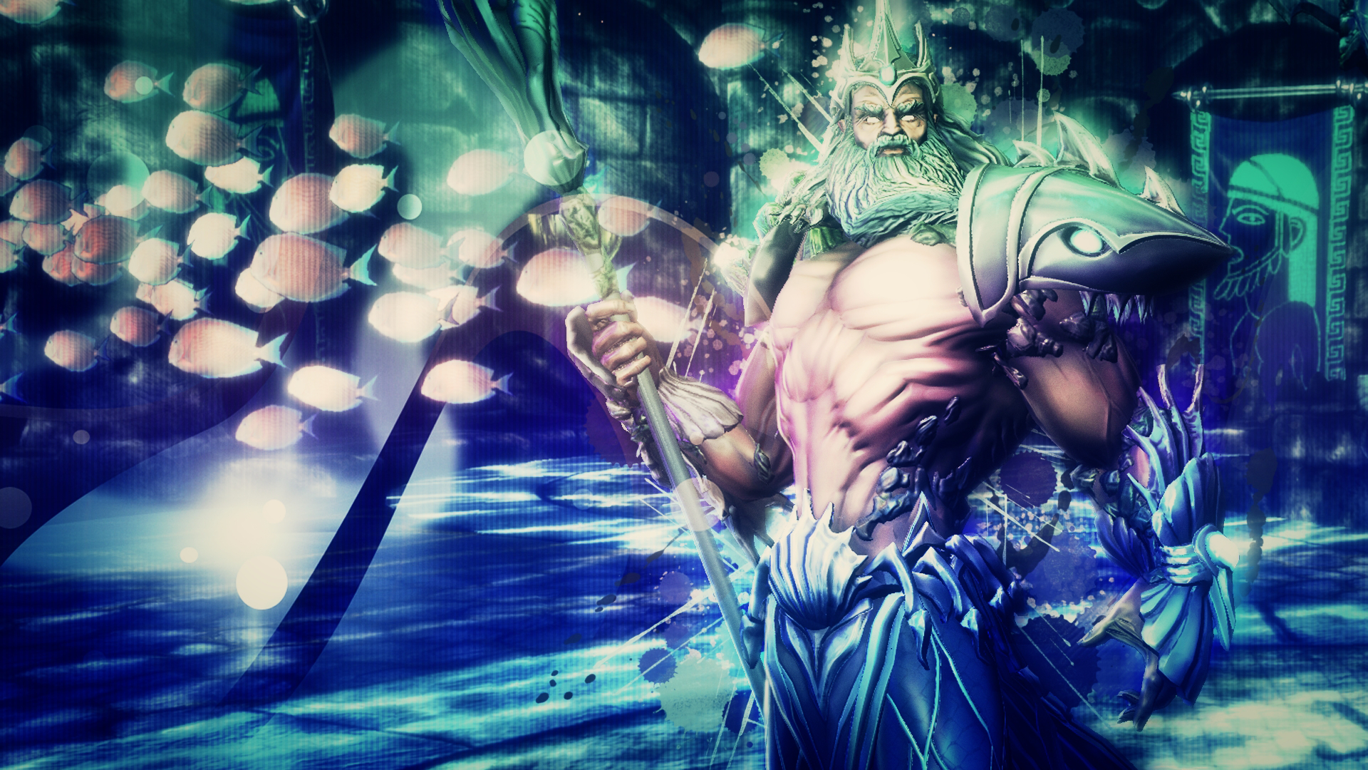 Poseidon, God of The Oceans Smite - Wallpaper by Getsukeii