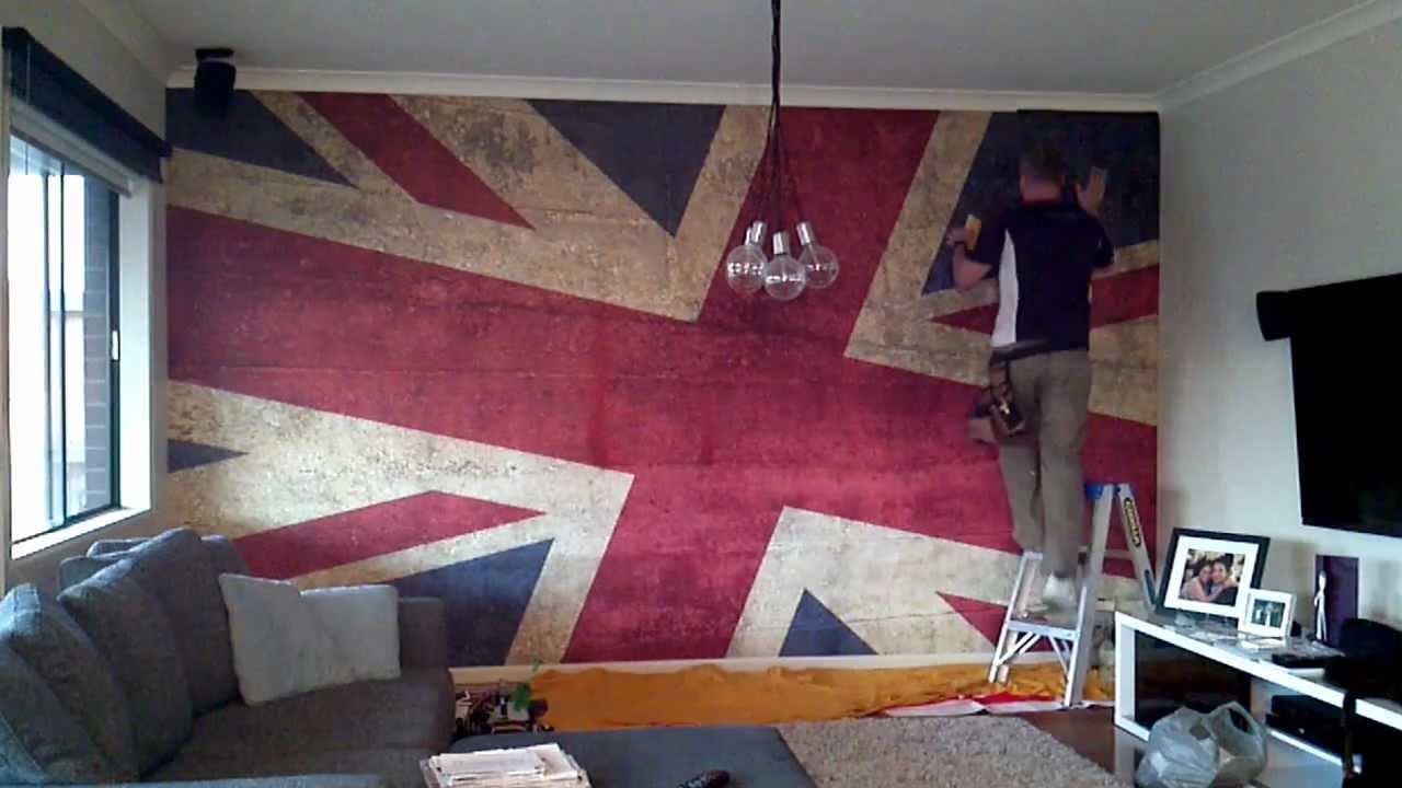 Wallpaper Mural Installation - Grunge Union Jack - YouTube
