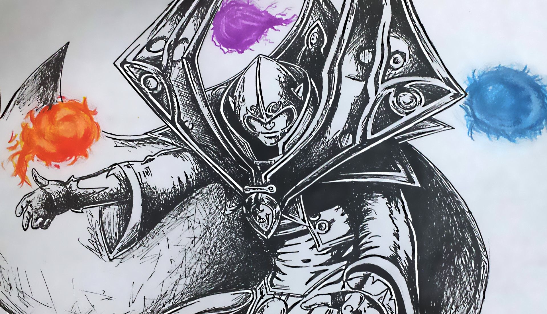 After my friend drawn the Rubick portrait, he tried Invoker too ...
