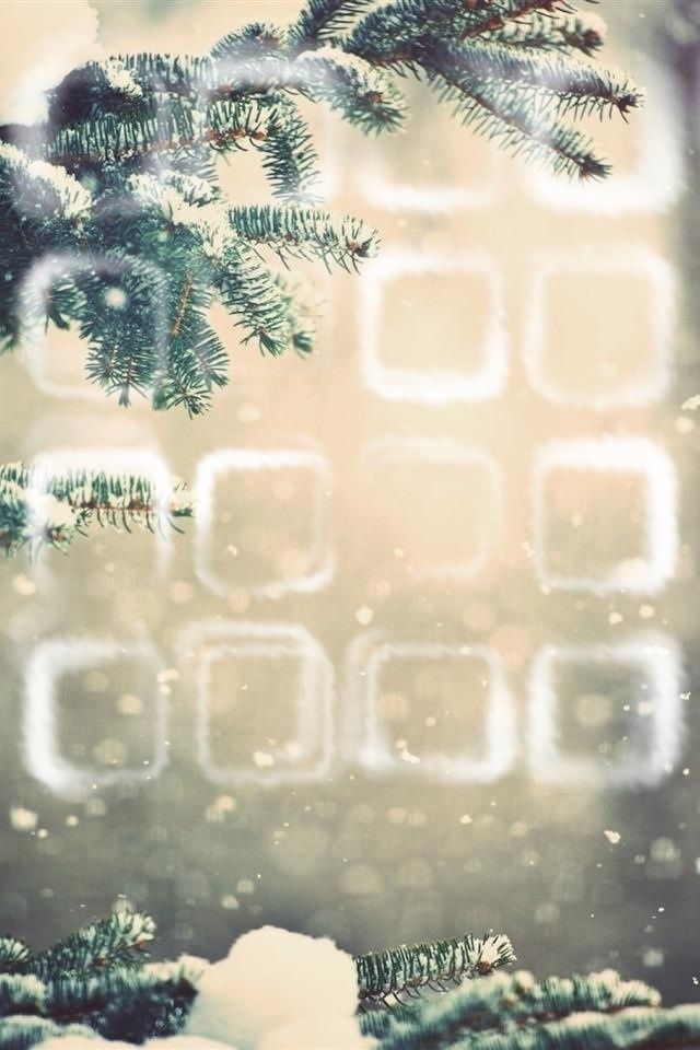 A Wintery Home Screen Wallpaper with Button outlines for your apps ...