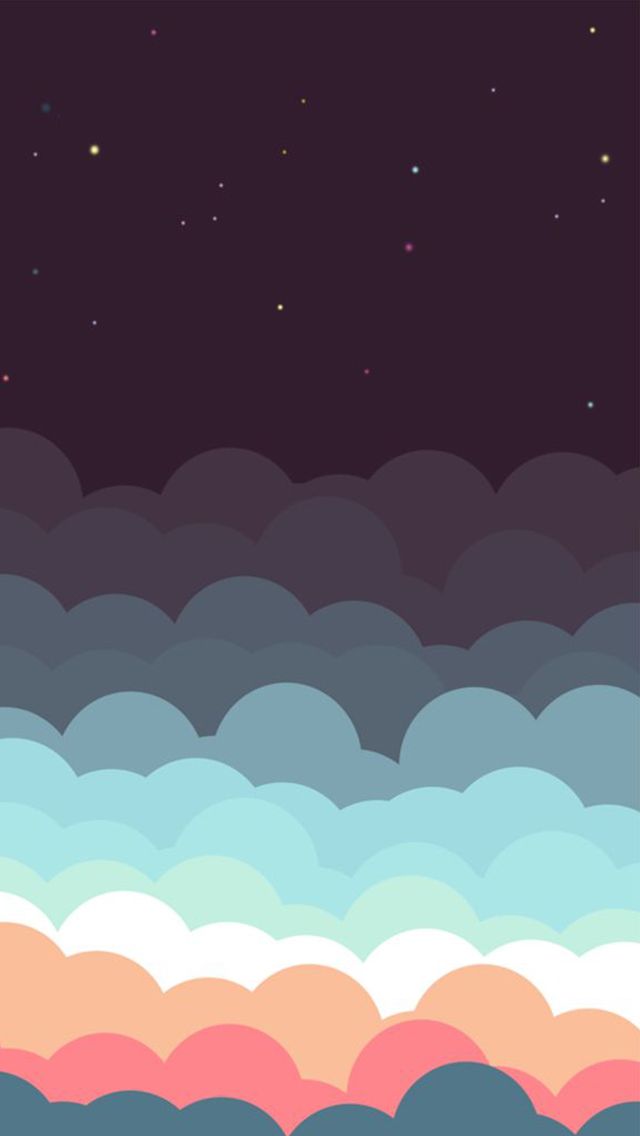 Colorful Clouds And Stars Illustration iPhone 5 Wallpaper / iPod