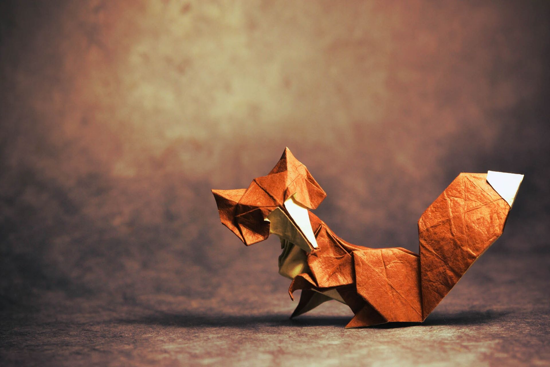 Download wallpaper origami, fox, shadow, looking, tail, origami ...