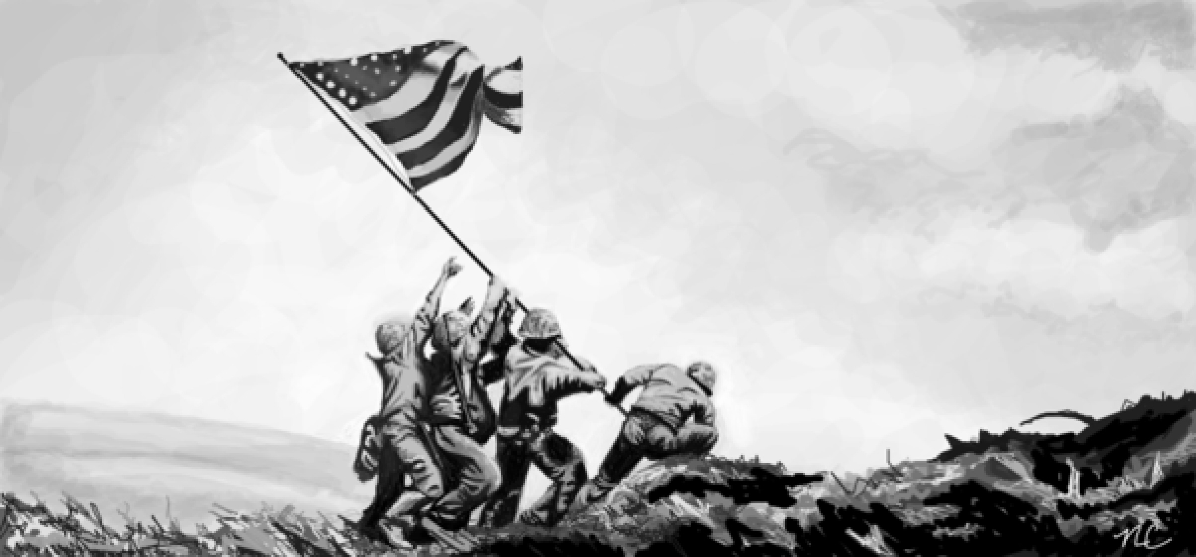 Wallpapers Raising The Flag Iwo Jima .2 2406x1120