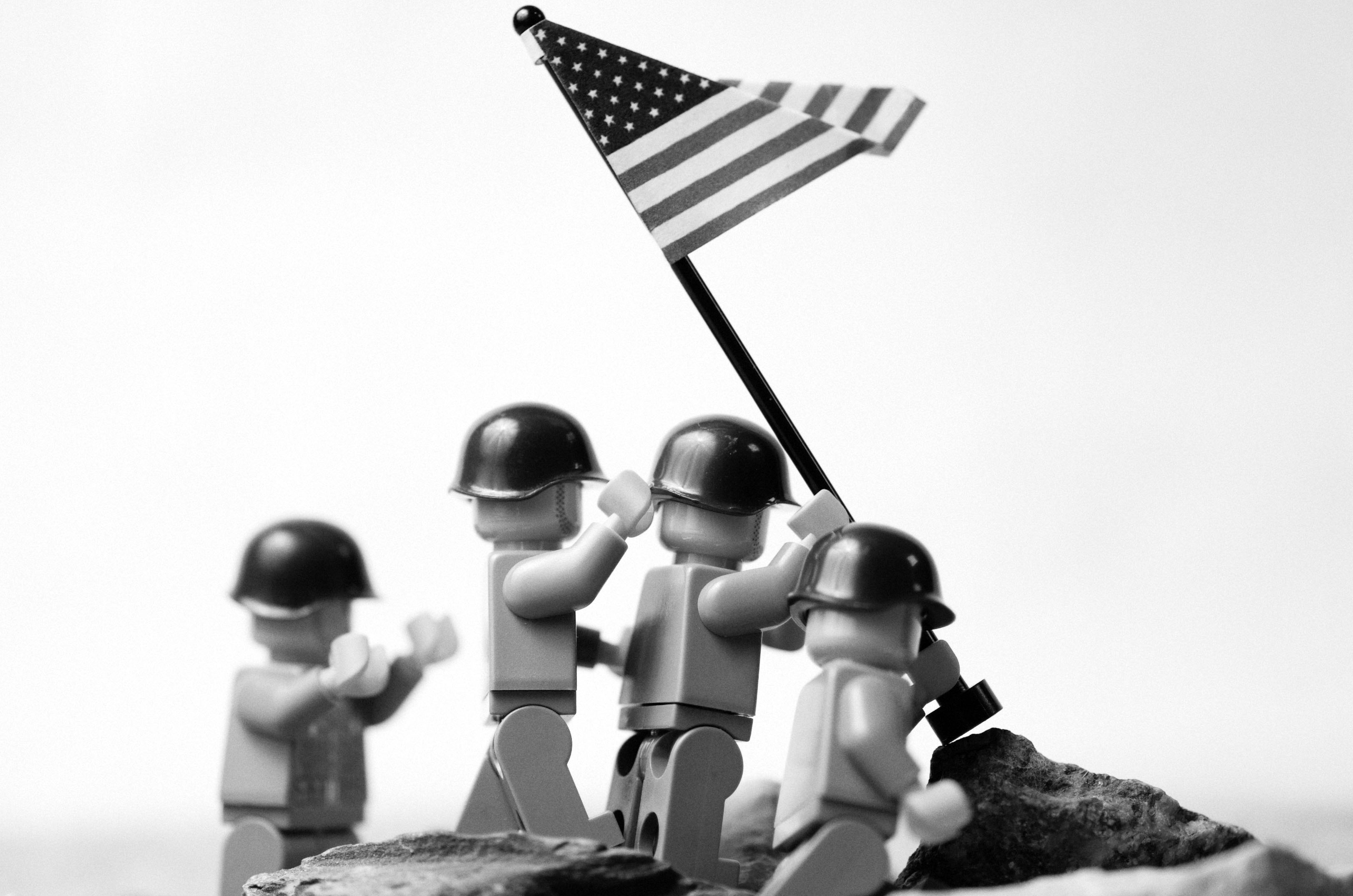 lego parody monochrome american flag iwo jima raising #o_Oz