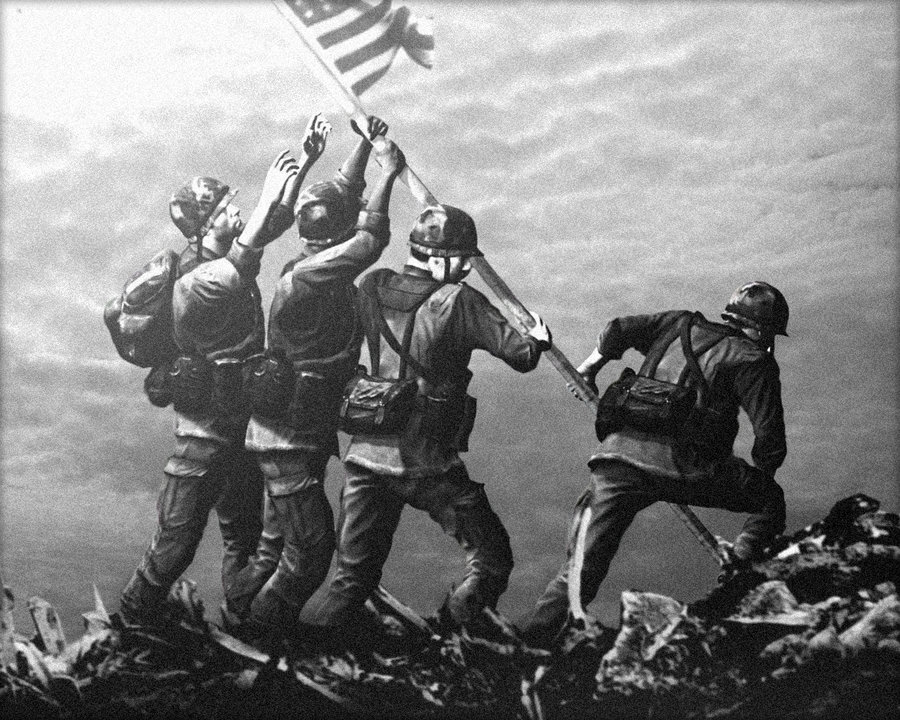 Raising the flag on Iwo Jima by Deniszizen on DeviantArt