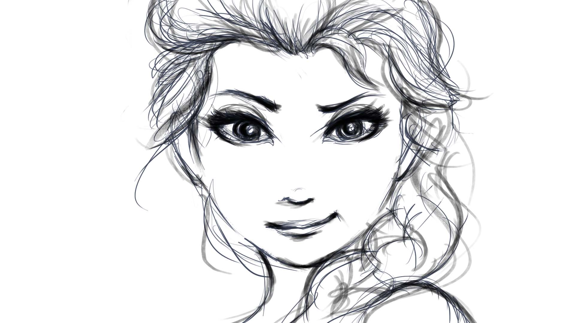 Elsa wallpaper, face, pencil sketches, portrait, white background HD
