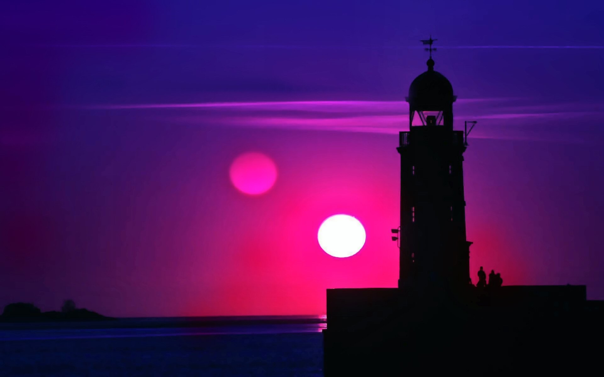 Purple sunset over a lighthouse wallpaper | AllWallpaper.in #10568 ...