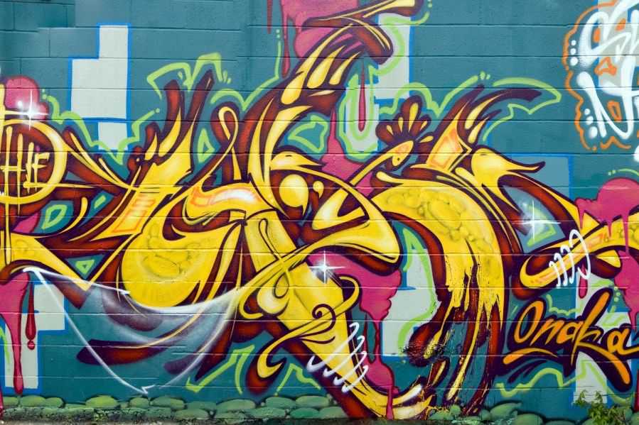 Blue And Yellow Graffiti Wallpaper Wall Mural Muralswallpaper 6544 ...